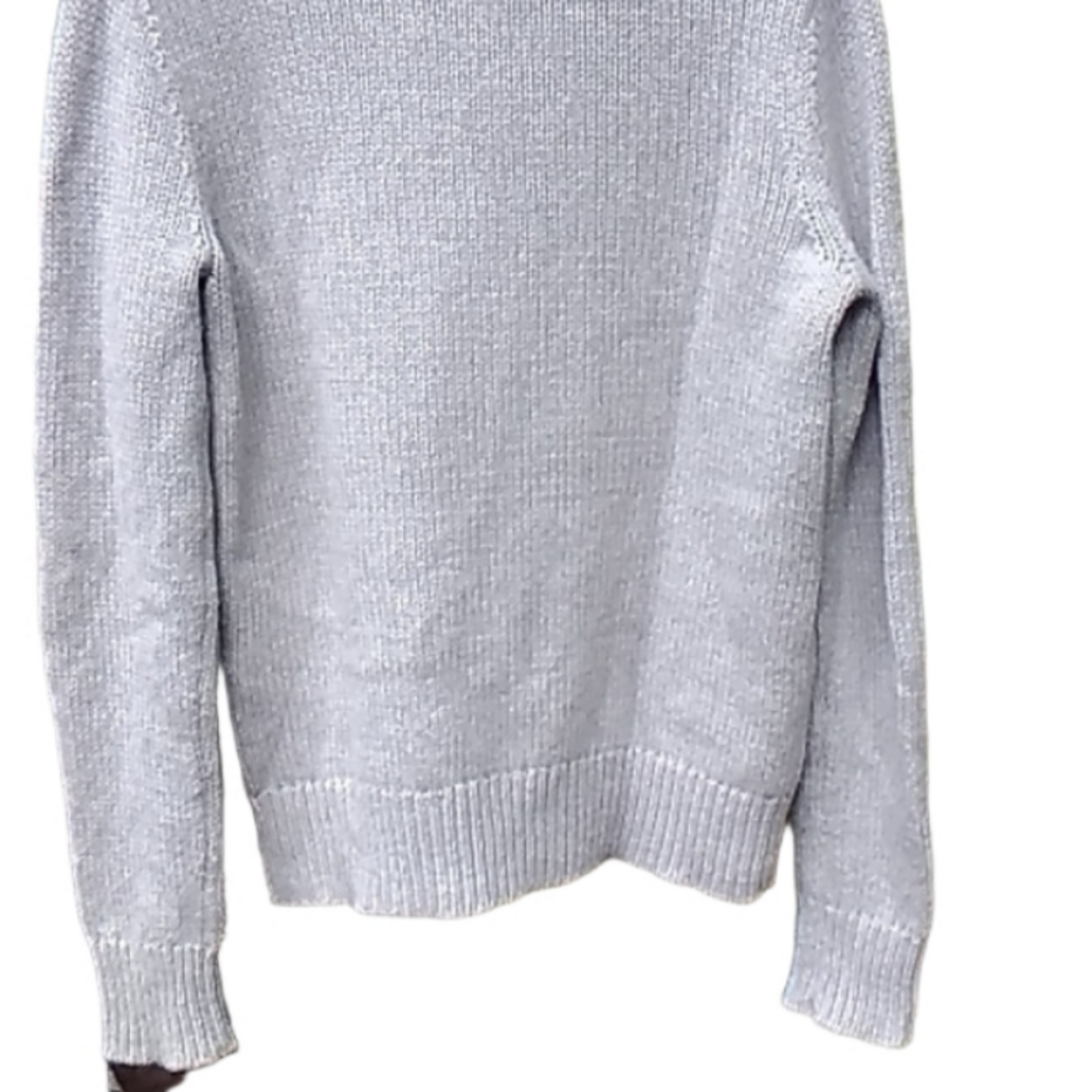 ROOTS Wool Cotton Knit Blend Light Grey Crew Neck Women's Sweater EUC - Picture 6 of 14